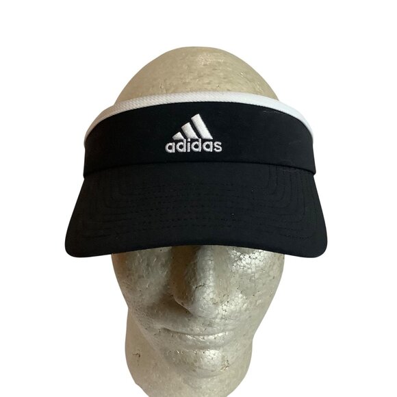 Adidas Climalite Black White Three Stripe Triangle Logo Visor Hat One Size - Picture 1 of 5